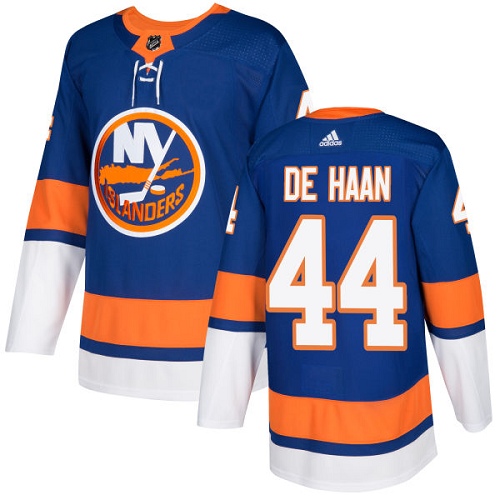 Adidas Islanders #44 Calvin De Haan Royal Blue Home Authentic Stitched NHL Jersey - Click Image to Close